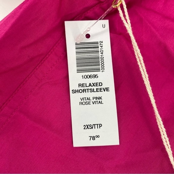 ARITZIA Wilfred Women's 2XS Vital Pink Short Sleeve Button Down Oversized Shirt - Picture 8 of 13